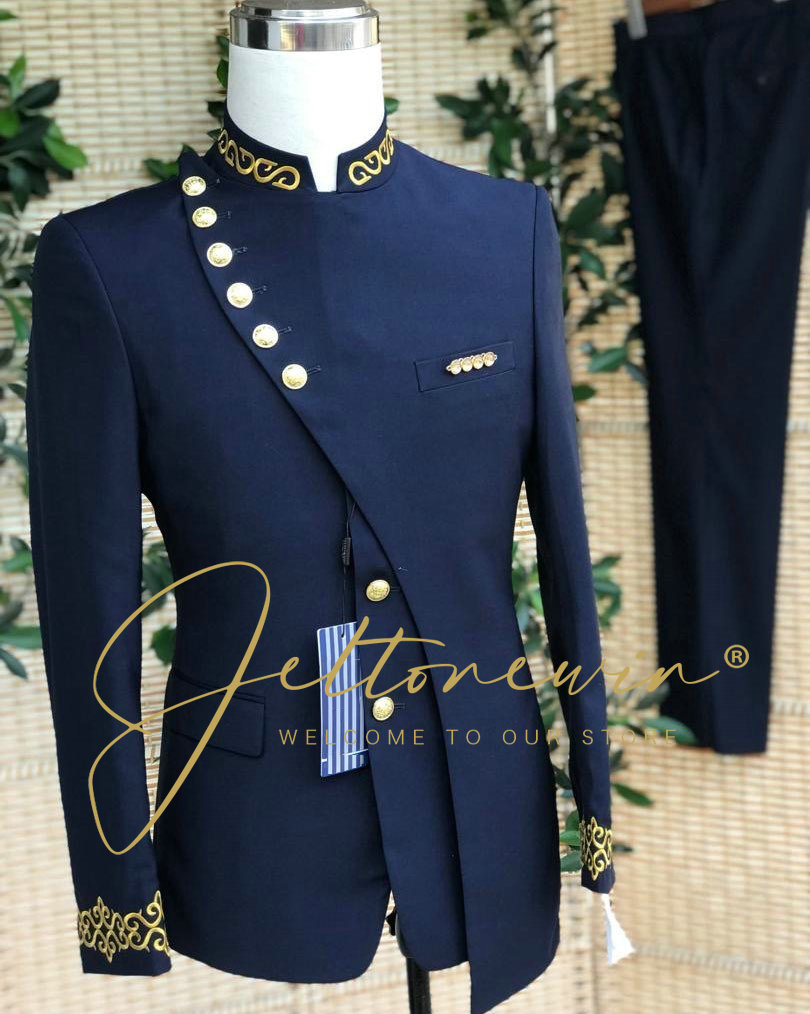 Men Formal Wear Blue - Ensemble de costume bleu marine pour