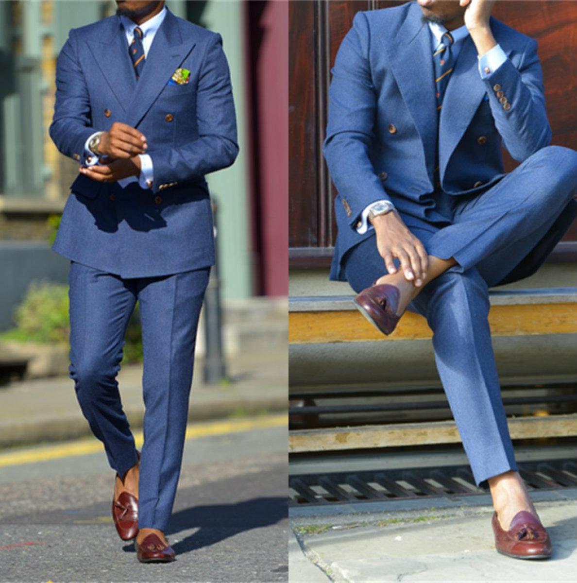 Men Formal Wear Blue - Zones me Terno-Costumes formels bleu foncé