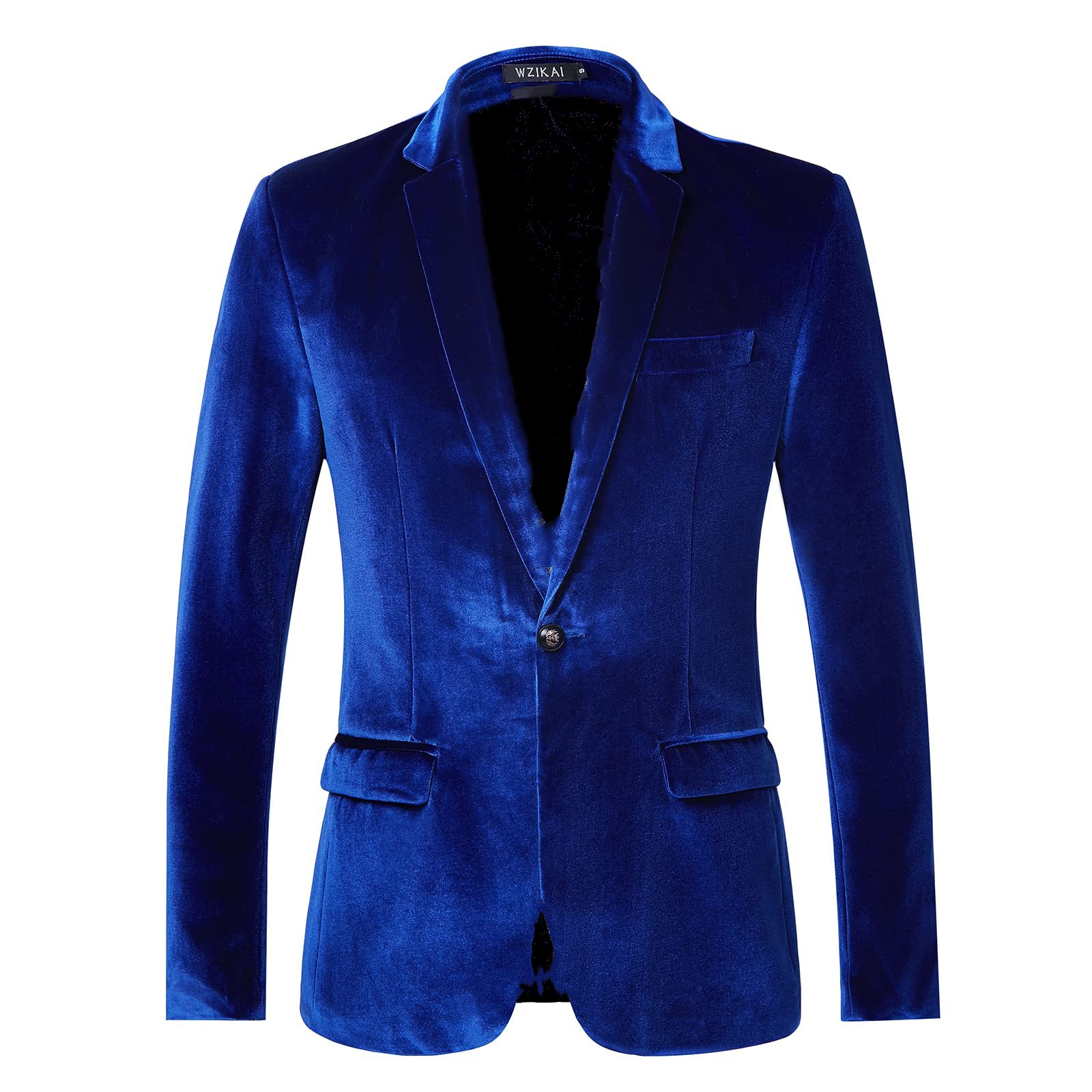 Men Formal Wear Blue - Blazer en velours ajusté pour homme,