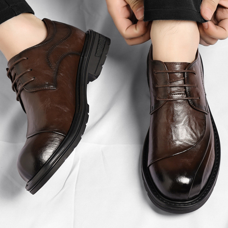 Men'S Formal Wear In Wedding - Chaussures habillées en cuir véritable brun