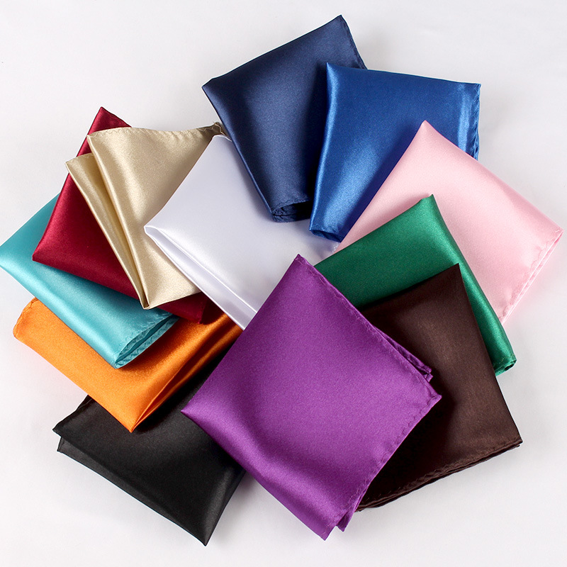 Pocket Square Set - Mouchoir en Satin pour hommes, couleur