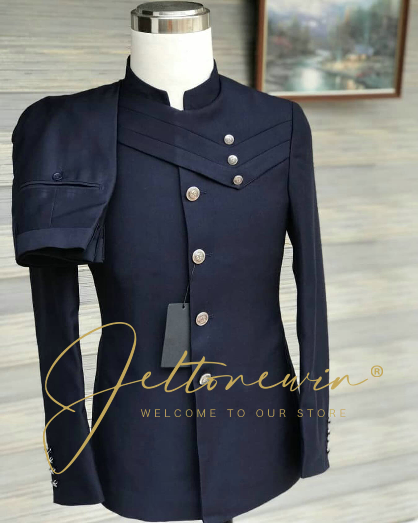 Men Formal Wear Blue - Ensemble de costume bleu marine pour