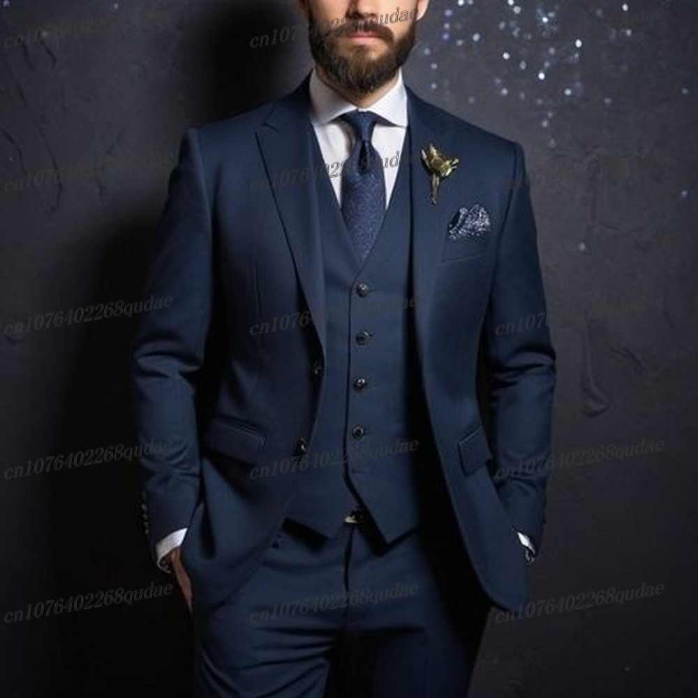 Men Formal Wear Blue - Costume de Marié Formel Bleu Marine