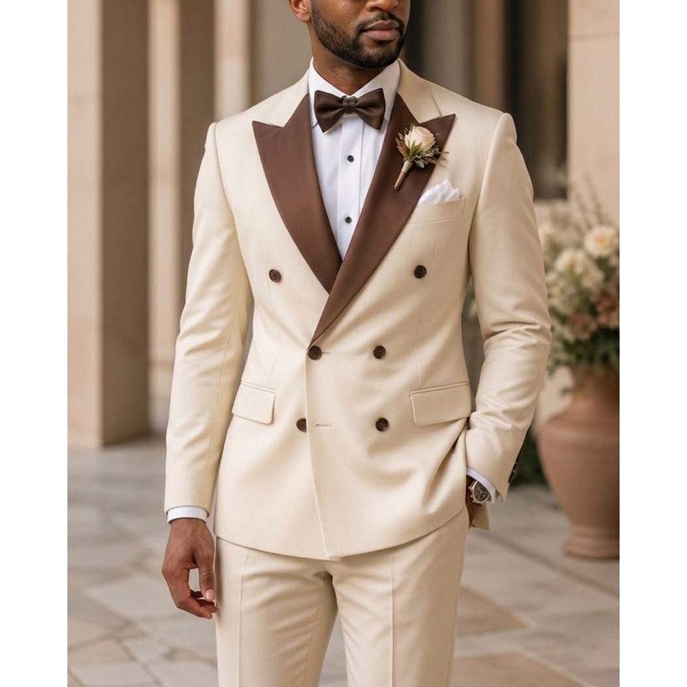 Men'S Formal Wear In Wedding - Costume de smoking croisé pour homme,
