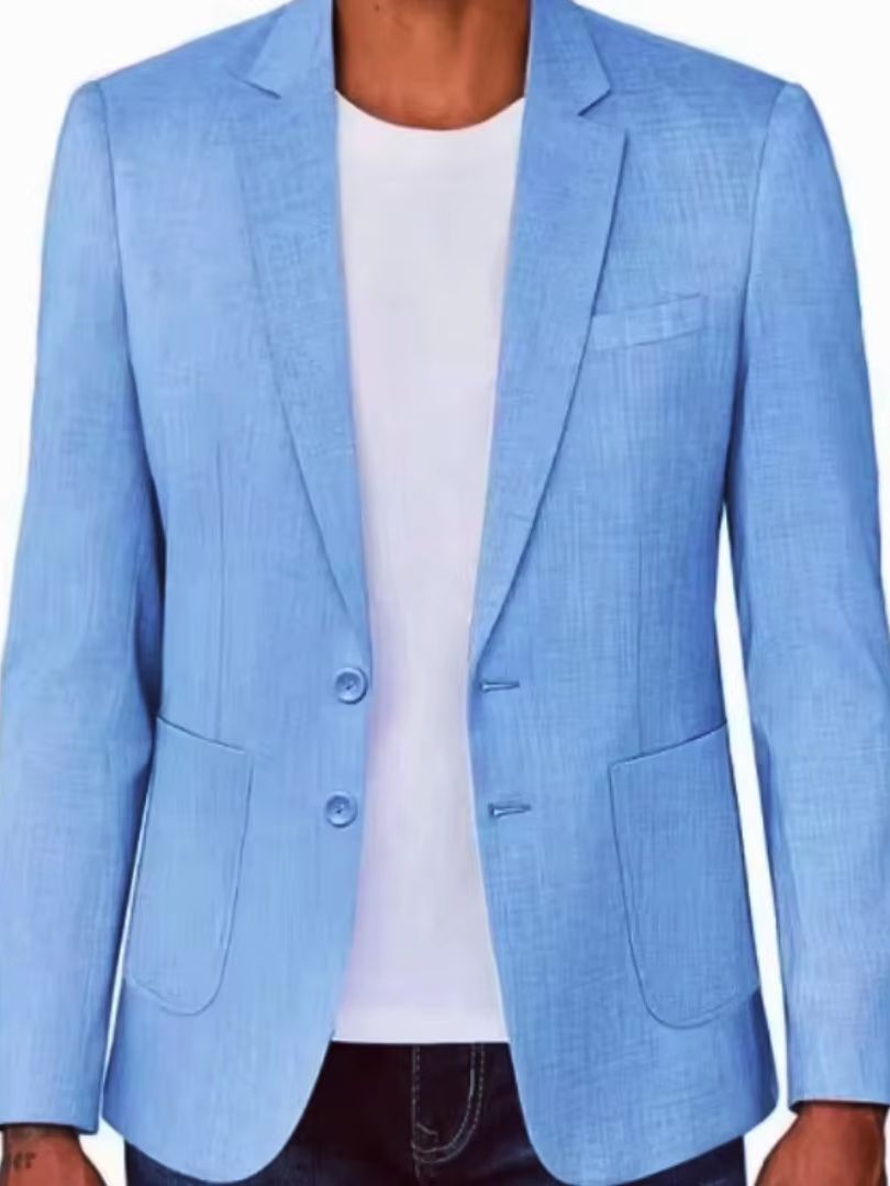 Blazer en lin beige/bleu pour  - Men Formal Wear Blue avis et prix